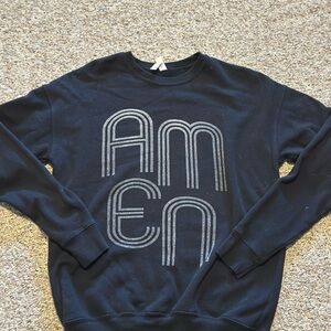 Bella Canvas Black Amen Crewneck Sweatshirt, Size Small